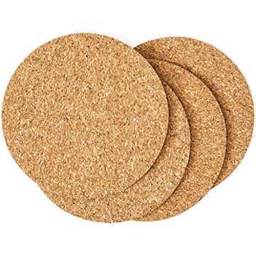 Cork Drink Coasters 1/8" Thick 30 Pack - Home Bar and Kitchen Essential - Blank Reusable Absorbent E...