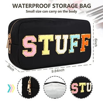 4PCS Waterproof Makeup Bag Set with Vibrant Letter Patches