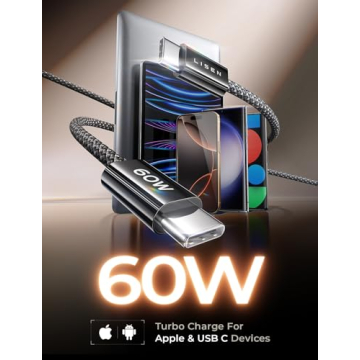 LISEN USB C Cable 5-Pack Fast Charging USBC for All Devices