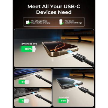 LISEN USB C Cable 5-Pack Fast Charging USBC for All Devices