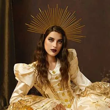 Fantherin Mary Halo Crown Headband Goddess Zip Tie Spiked Halo Crown Halloween Costume Headpiece Headdress for Cosplay Party