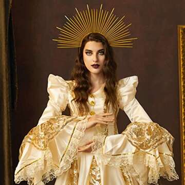 Fantherin Mary Halo Crown Headband Goddess Zip Tie Spiked Halo Crown Halloween Costume Headpiece Headdress for Cosplay Party