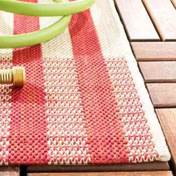 SAFAVIEH Courtyard Collection Accent Rug - 4' x 5'7", Red & Bone, Plaid Design, Non-Shedding & Easy Care, Indoor/Outdoor & Washable-Ideal for Patio, Backyard, Mudroom (CY6201-238)