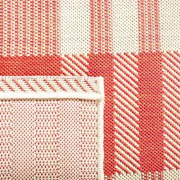 SAFAVIEH Courtyard Collection Accent Rug - 4' x 5'7", Red & Bone, Plaid Design, Non-Shedding & Easy Care, Indoor/Outdoor & Washable-Ideal for Patio, Backyard, Mudroom (CY6201-238)