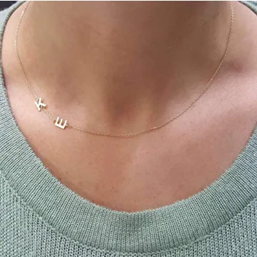 Elegant 14k Gold Sideways Initial Letter Necklace
