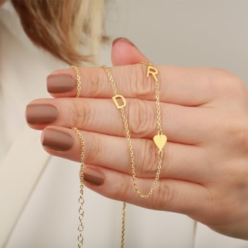 Elegant 14k Gold Sideways Initial Letter Necklace