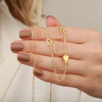 Elegant 14k Gold Sideways Initial Letter Necklace