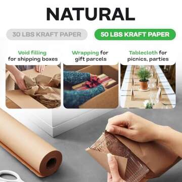 Brown Paper Roll 48" x 1800" for Crafting and Packing