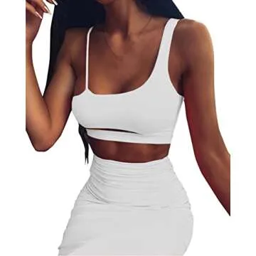 PRIMODA Women's Sexy Asymmetrical Spaghetti Strap Dress Square Neck Sleeveless Bodycon Midi Club Dre...