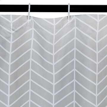Amazon Basics Microfiber Grey Herringbone Printed Pattern Bathroom Shower Curtain - Grey Herringbone, 72 Inch