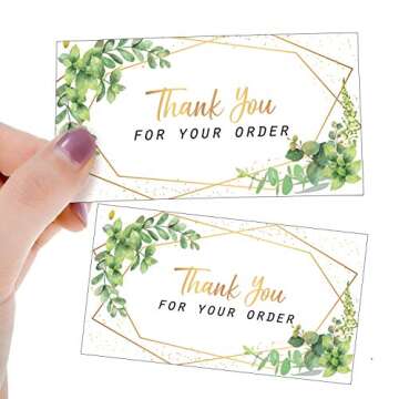180 Pieces Thank You for Your Order Card Support Small Business Customer Thank You Cards Gold Foil and Green Appreciation Note Cards for Online or Stores, Handmade Goods and More