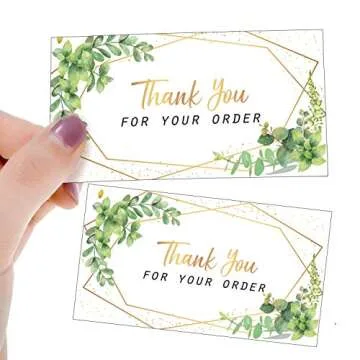 180 Pieces Thank You for Your Order Card Support Small Business Customer Thank You Cards Gold Foil and Green Appreciation Note Cards for Online or Stores, Handmade Goods and More