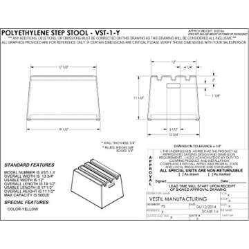 Vestil VST-1-Y Polyethylene Step Stool - Sturdy, Safe, and Portable Elevation