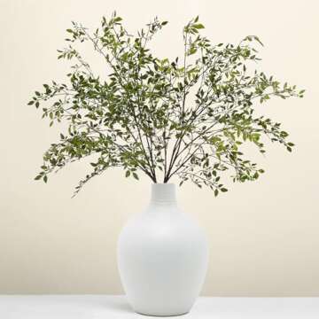 Uqueeten Artificial Greenery Southern Bamboo 43.3 inches Tall Home Decor Green Stem and Leaf Plant for Vase Living Room Bedroom Garden Outdoor (4 Green Branches)