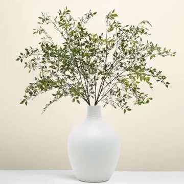 Uqueeten Artificial Greenery Southern Bamboo 43.3 inches Tall Home Decor Green Stem and Leaf Plant for Vase Living Room Bedroom Garden Outdoor (4 Green Branches)