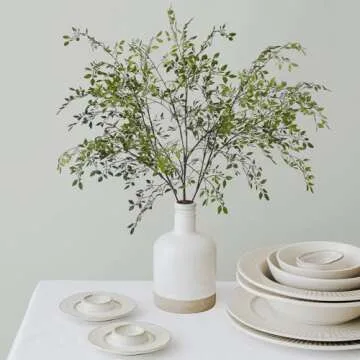 Uqueeten Artificial Greenery Southern Bamboo 43.3 inches Tall Home Decor Green Stem and Leaf Plant for Vase Living Room Bedroom Garden Outdoor (4 Green Branches)