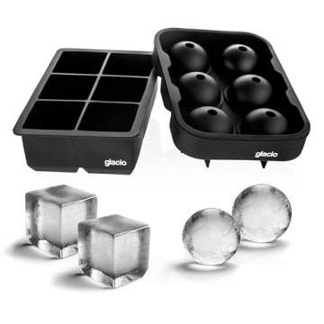 glacio Ice Cube Mold Combo - Large Silicone Ice Maker for Whiskey and Cocktails - Perfect for Craft ...