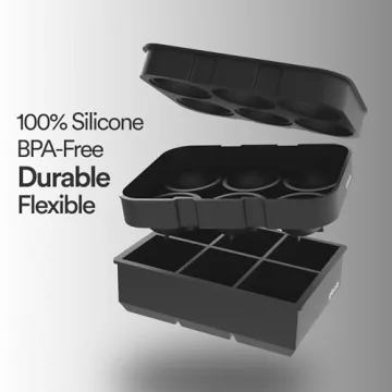 glacio Ice Cube Mold Combo - Large Silicone Ice Maker for Whiskey and Cocktails - Perfect for Craft Ice, Whiskey Ice Balls, and Cocktail Ice Cubes
