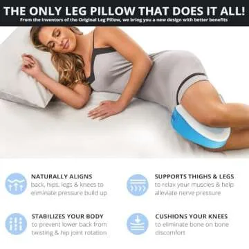Contour Legacy with Cool Leg & Knee Memory Foam Side Sleeper Support Pillow - Soothing Pain Relief for Sciatica, Back, HIPS Knees & Joints