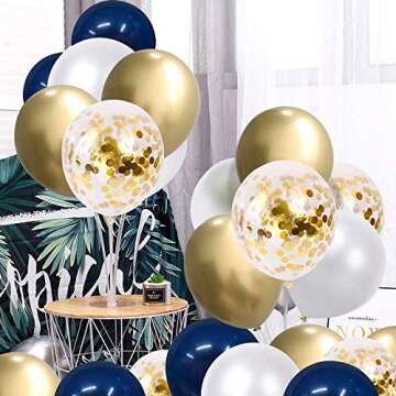 Navy Blue and Gold Confetti Balloons for Celebrations