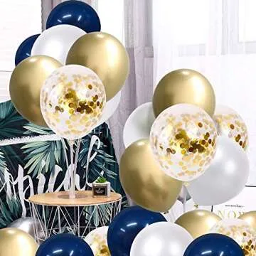 Navy Blue and Gold Confetti Balloons for Celebrations