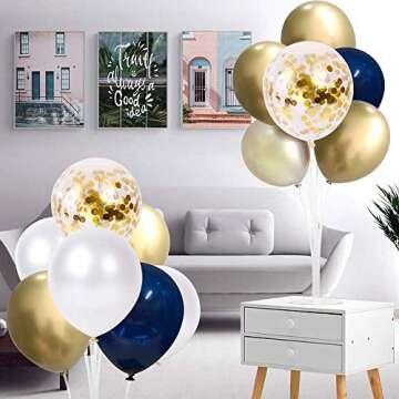 Navy Blue and Gold Confetti Balloons for Celebrations