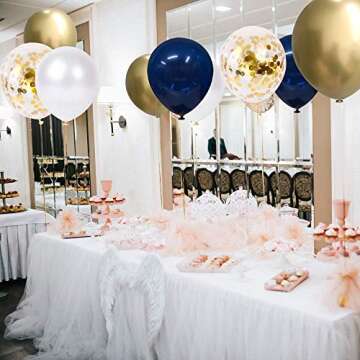 Navy Blue and Gold Confetti Balloons for Celebrations