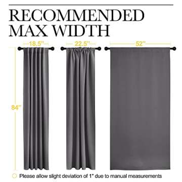 NICETOWN Light Reducing Curtain Panels Window Draperies - (Grey Color) 52x84 inch, 2 Pieces, Insulating Room Darkening Drapes for Bedroom