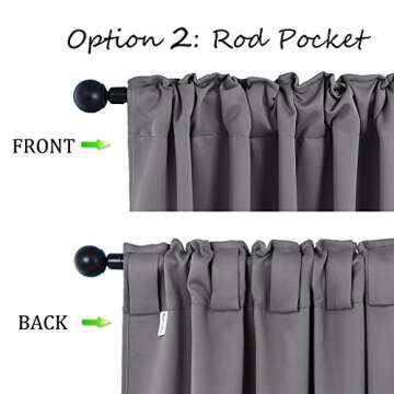 NICETOWN Light Reducing Curtain Panels Window Draperies - (Grey Color) 52x84 inch, 2 Pieces, Insulating Room Darkening Drapes for Bedroom
