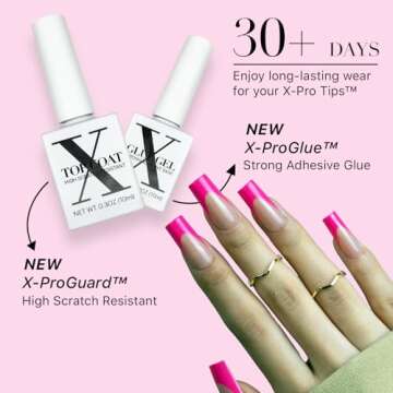 SXC Cosmetics X-Pro Tips French Tip Press On Nails - Bright Pastel Glow in the Dark Series (GLOW117KIT-M Square)