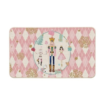 Artoid Mode Pink Diamond Plaid Christmas Doormat