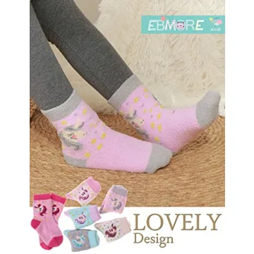 Cozy EBMORE Toddler Fluffy Socks with Grips