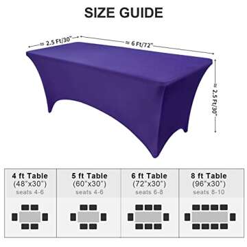 OutdoorLines Fitted Tablecloths Purple Table Cloth for 6 Foot Rectangle Table - Elastic Spandex Mass...