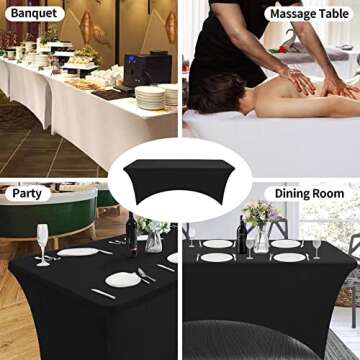 OutdoorLines Fitted Tablecloths Purple Table Cloth for 6 Foot Rectangle Table - Elastic Spandex Massage Bed Table Cover, Stretch Wrinkle Free Table Covers for Party, Wedding, Birthday, Banquet, Vendor