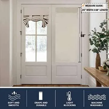 L.VICTEX Blackout Curtains for French Doors - Thermal Insulated Tricia Door Window Curtain for Patio Door, Self Stick Tie Up Shade Energy Efficient Double Door Blind, 26 x 68 Inches, 1 Panel, Taupe