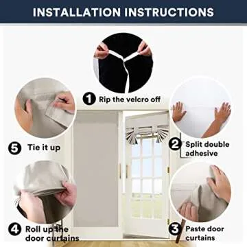 L.VICTEX Blackout Curtains for French Doors - Thermal Insulated Tricia Door Window Curtain for Patio Door, Self Stick Tie Up Shade Energy Efficient Double Door Blind, 26 x 68 Inches, 1 Panel, Taupe