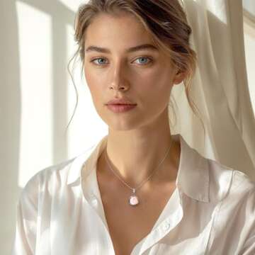925 Sterling Silver Rose Quartz Necklace Women - Rose Quartz Pendant Necklace Silver- October Births...