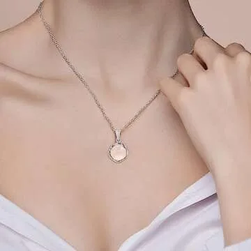 925 Sterling Silver Rose Quartz Necklace Women - Rose Quartz Pendant Necklace Silver- October Birthstone Necklace - Silver Jewelry for Women- Minimalist Jewelry- Birthstone Necklaces