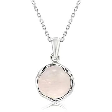 925 Sterling Silver Rose Quartz Necklace Women - Rose Quartz Pendant Necklace Silver- October Birthstone Necklace - Silver Jewelry for Women- Minimalist Jewelry- Birthstone Necklaces