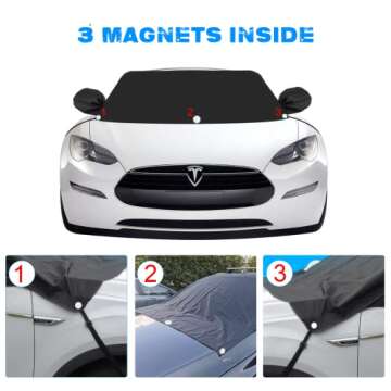 XSTRAP STANDARD Thicken Extra Large Size Car Windshield Snow Cover, All Weather Winter & Summer Front Window Automotive Covers Sun & Snow-Shade, 88.1"x 51.18" x 74.8" Fits Most Cars, Trucks, Vans, SUV