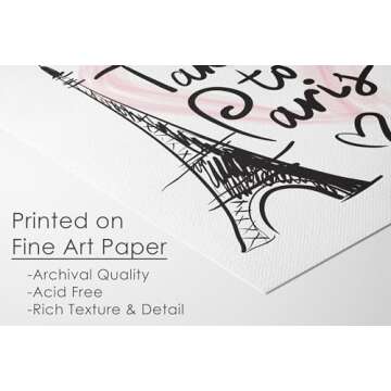 Paris Wall Art Print - Unframed - 8x10 | Eiffel Tower Decor | Room Décor Aesthetic | Inspirational ...