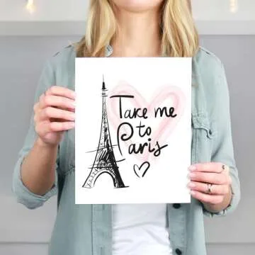 Paris Wall Art Print - Unframed - 8x10 | Eiffel Tower Decor | Room Décor Aesthetic | Inspirational Wall Art | Bedroom Wall décor