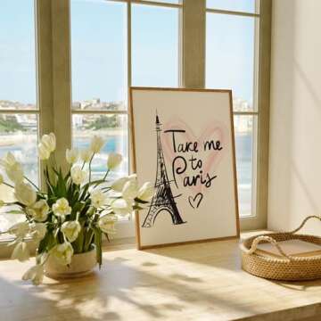 Paris Wall Art Print - Unframed - 8x10 | Eiffel Tower Decor | Room Décor Aesthetic | Inspirational Wall Art | Bedroom Wall décor
