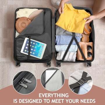 Karl home Luggage Set of 3 Hardside Carry on Suitcase Sets with Spinner Wheels & TSA lock, Portable Lightweight ABS Luggages for Travel, Business - Rose Gold (20/24/28)