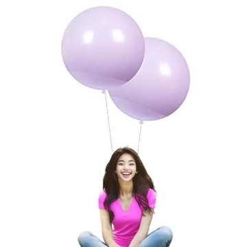 24 Inch Latex Round Balloons 10 Pack Macaron Purple Thick Big Balloons for Photo Shoot Wedding Baby ...