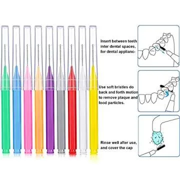 Patelai 100 Pieces Braces Brush for Cleaner Interdental Brush Toothpick Dental Tooth Flossing Head Oral Dental Hygiene Flosser Toothpick Cleaners Tooth Cleaning Tool(Mixed Colors,Mixed Sizes)