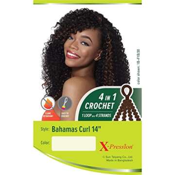 Outre Synthetic Hair Crochet Braids X-Pression Braid 4 In 1 Loop Bahamas Curl 14" (1-Pack, 30)