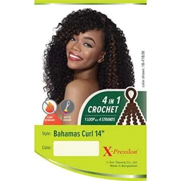 Outre Synthetic Hair Crochet Braids X-Pression Braid 4 In 1 Loop Bahamas Curl 14" (1-Pack, 30)