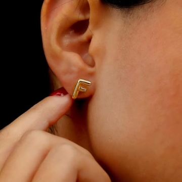Bubble Initial Earrings for Women 14K Gold Plated Unique Gifts