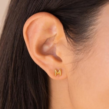 Bubble Initial Earrings for Women 14K Gold Plated Unique Gifts